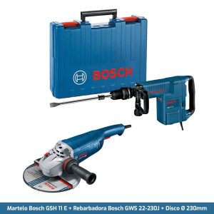 Martelo Bosch GSH 11 E + Rebarbadora Bosch GWS 22-230J + Disco Ø 230mm